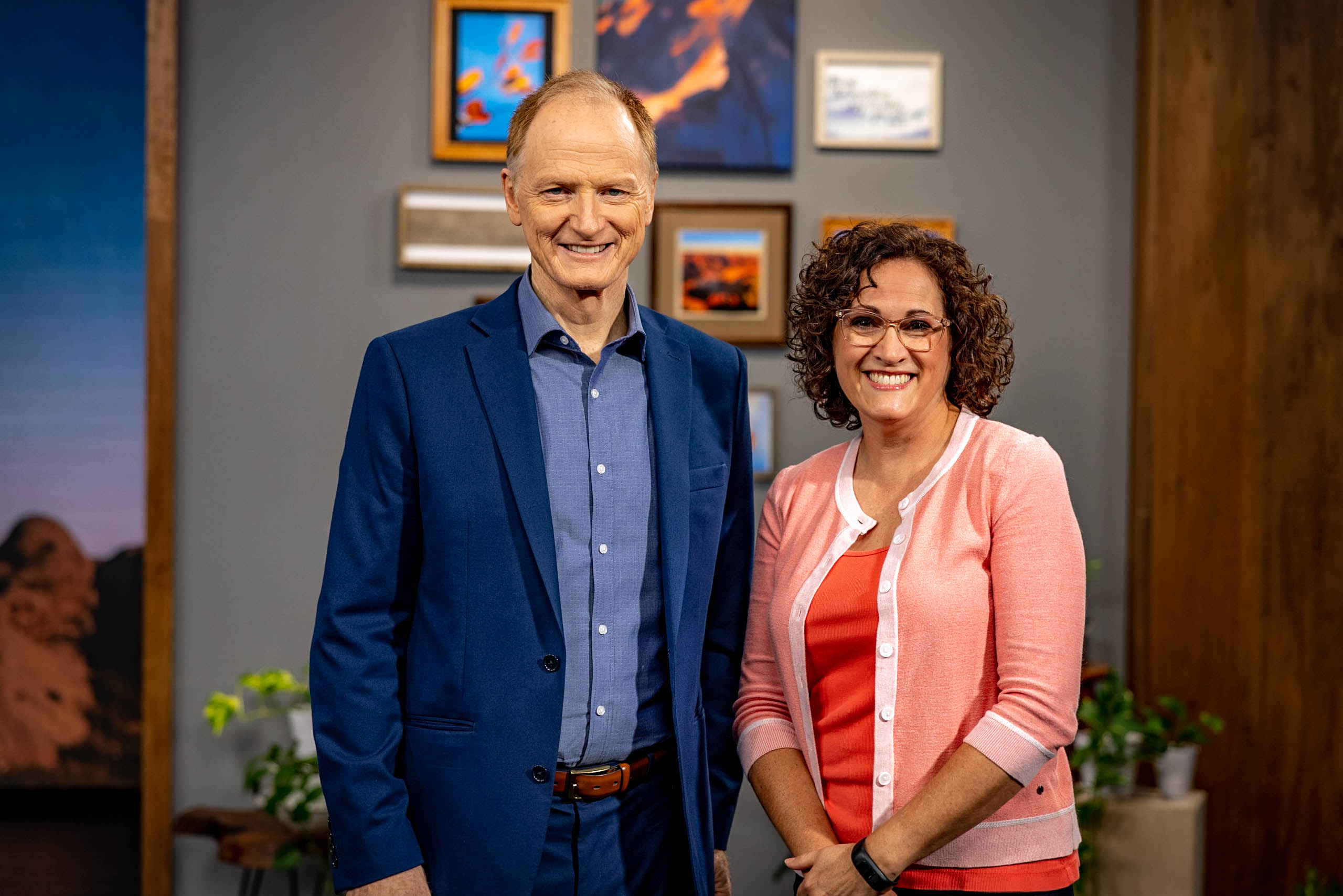 John Bradshaw and Angela Emde pose on the set of Connect. Emde joined Connect to share a powerful prayer story.