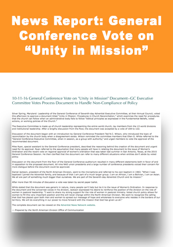 News Report: General Conference Vote on "Unity in Mission"