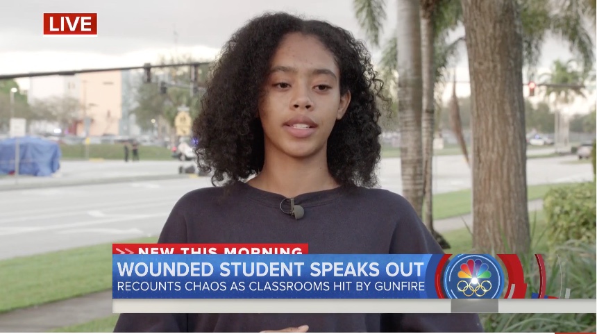 Screenshot for NBC Today show news report from Parkland, Fl. school shooting