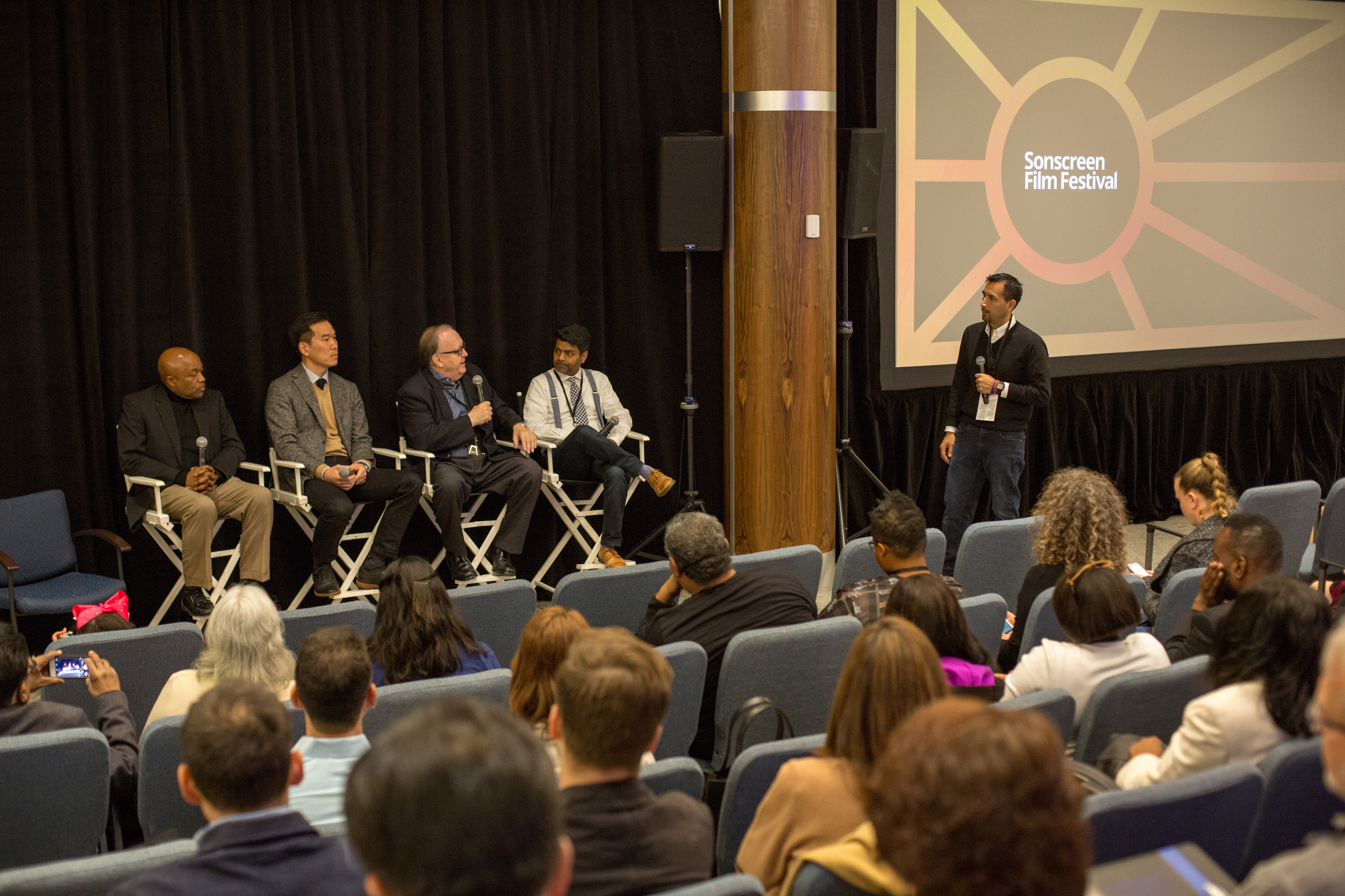 A panel of church leaders and film professors discuss the role of film in addressing social issues that challenge society and the church during the 2018 Sonscreen Film Festival. Photo by Pieter Damsteegt