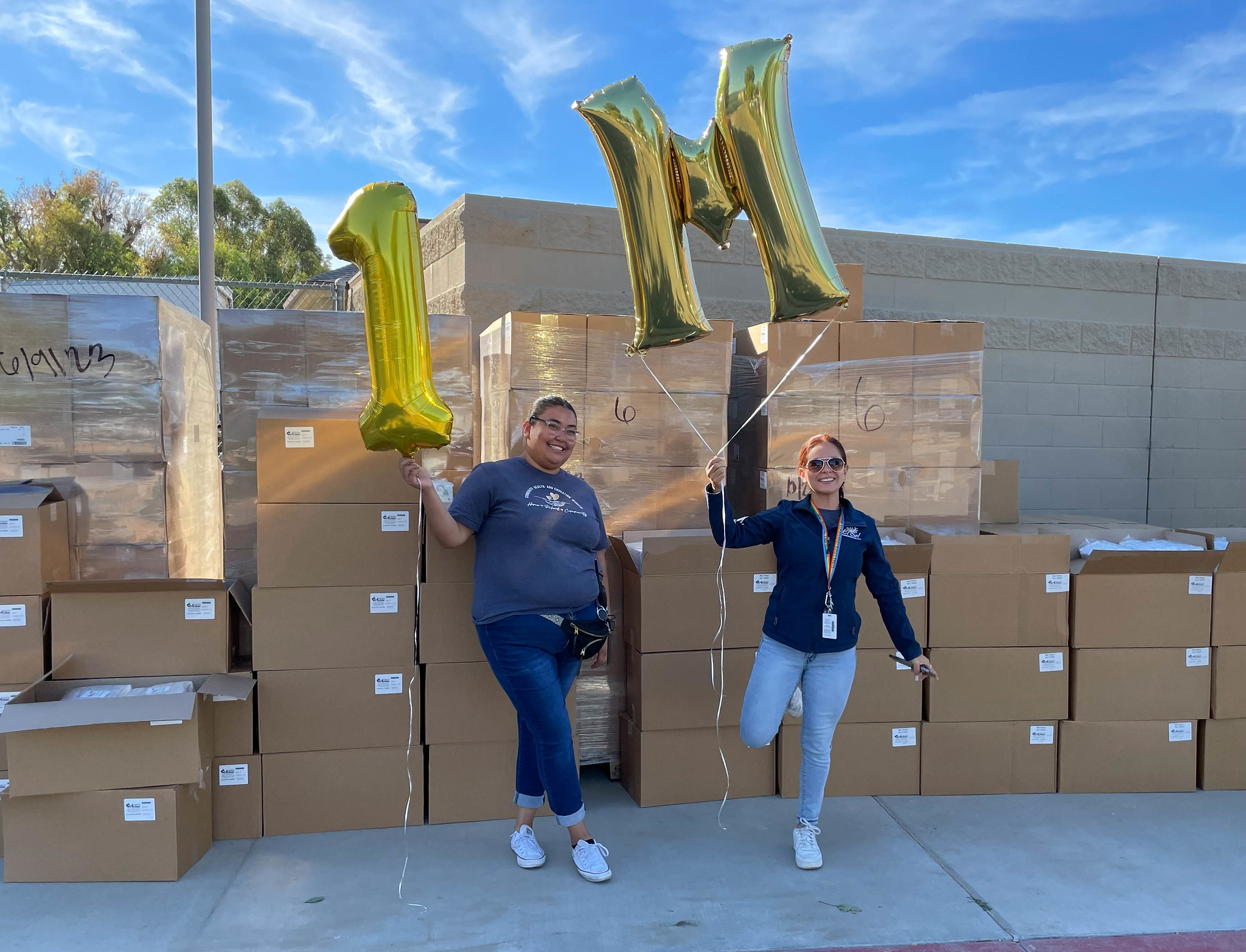 Loma Linda University students who volunteered at the diaper distribution event on WEdnesday, Nov. 1, celebrated the distribution of one million diapers.