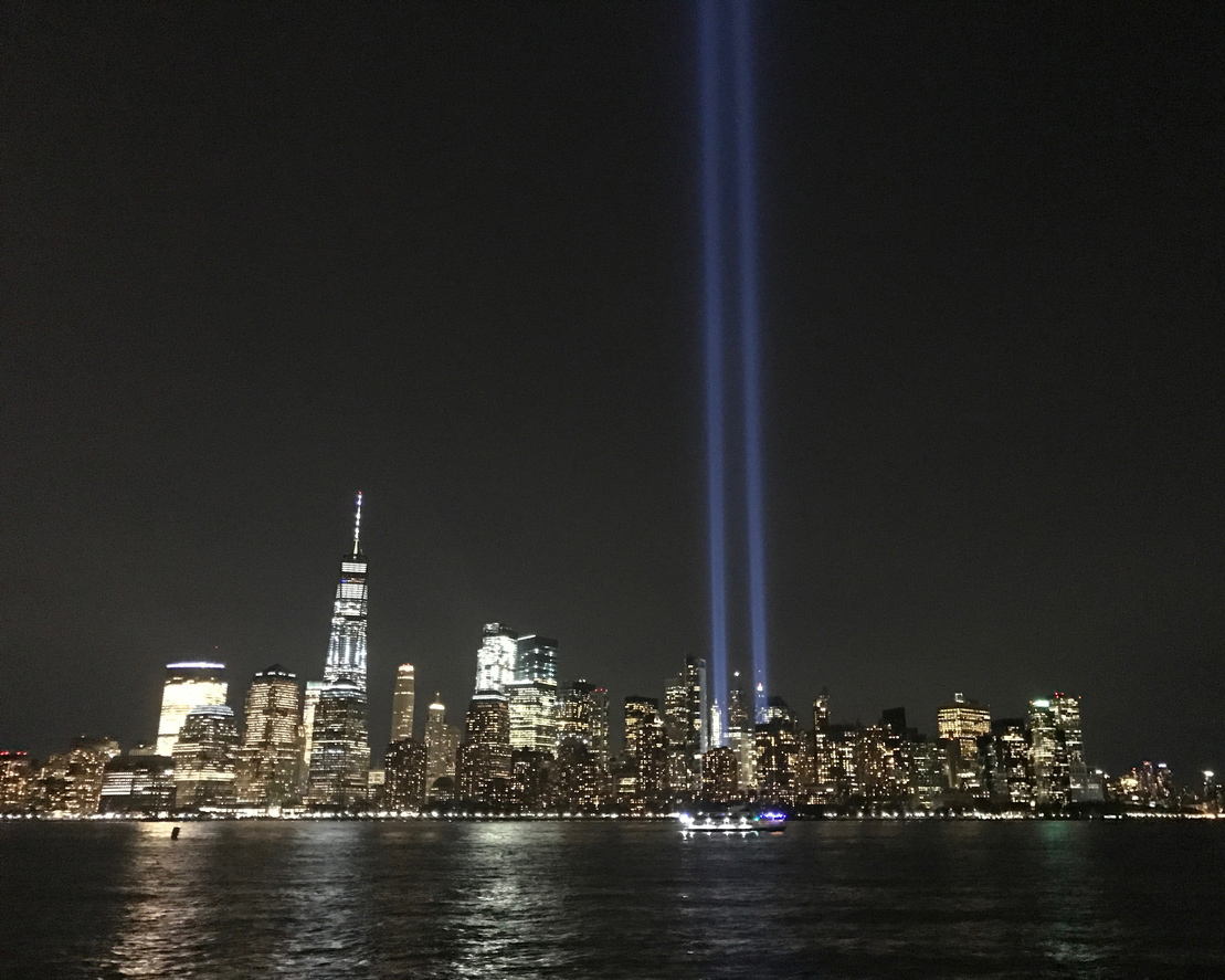 Sept 11 2001 remembrance of twin towers, night photo