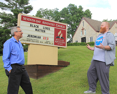 Reedsburg church sign with pastor Stephen Hall