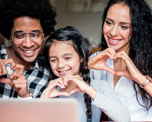 Multi-ethnic family on video conference