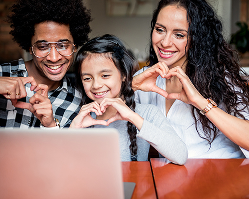 stock photo of family on video call