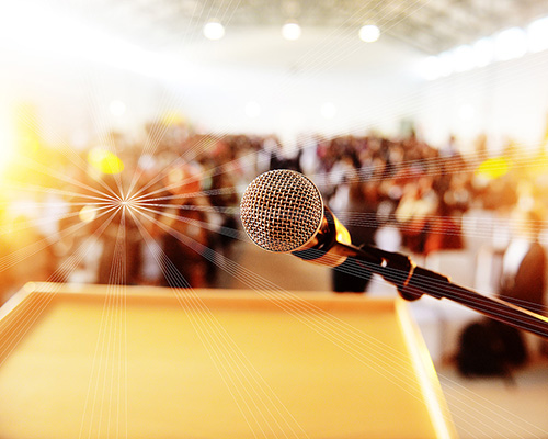 stock photo of mic and podium