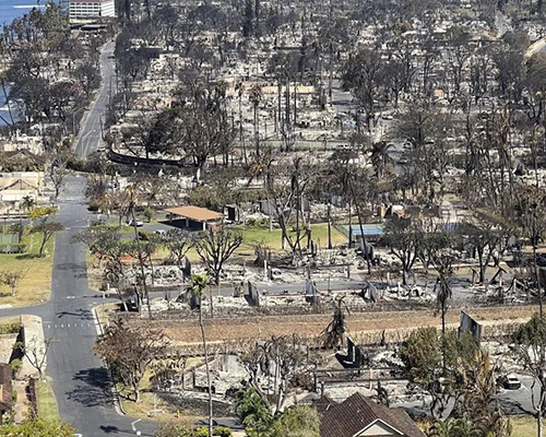 Aerial photo of Maui after the wildfires