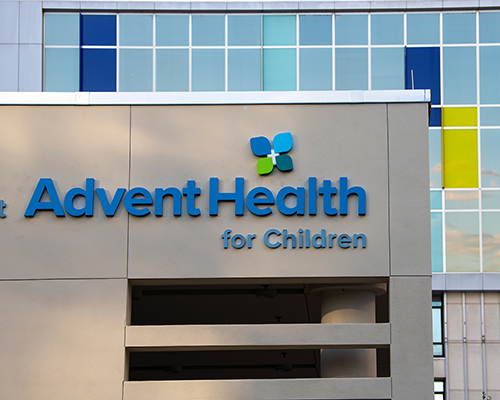 photo of a building reading AdventHealth for Children