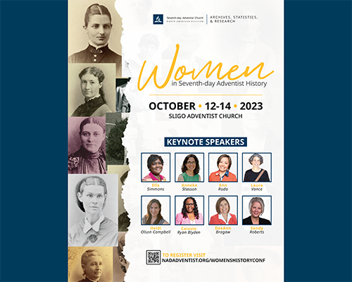 Flyer for Women in Adventist History conference Oct 2023