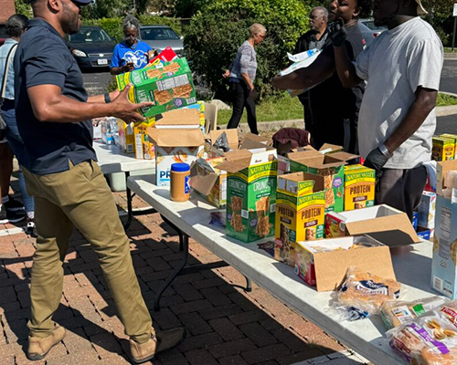 Picture of Adventist Community Services outdoor food distribution site at a church
