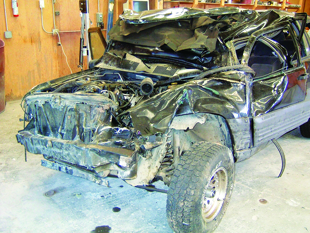 Becky Curtis' black jeep, or what's left of it