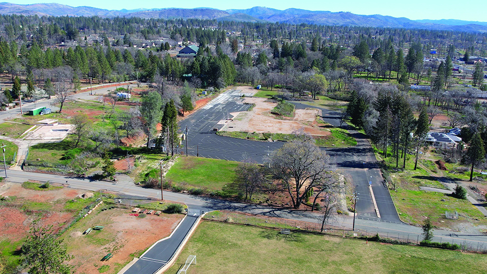 Paradise Church complex after it burned down in the 2021 Camp Fire.