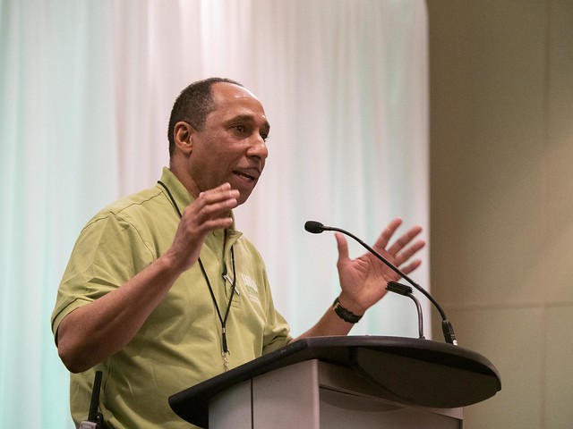 Pastor Mansfield Edwards, President of the Ontario Conference, addresses the attendees of the 2019 Earth Day Summit, organized by the Ontario Conference of the Seventh-day Adventist Church. ©2019 North American Division/Dan Weber