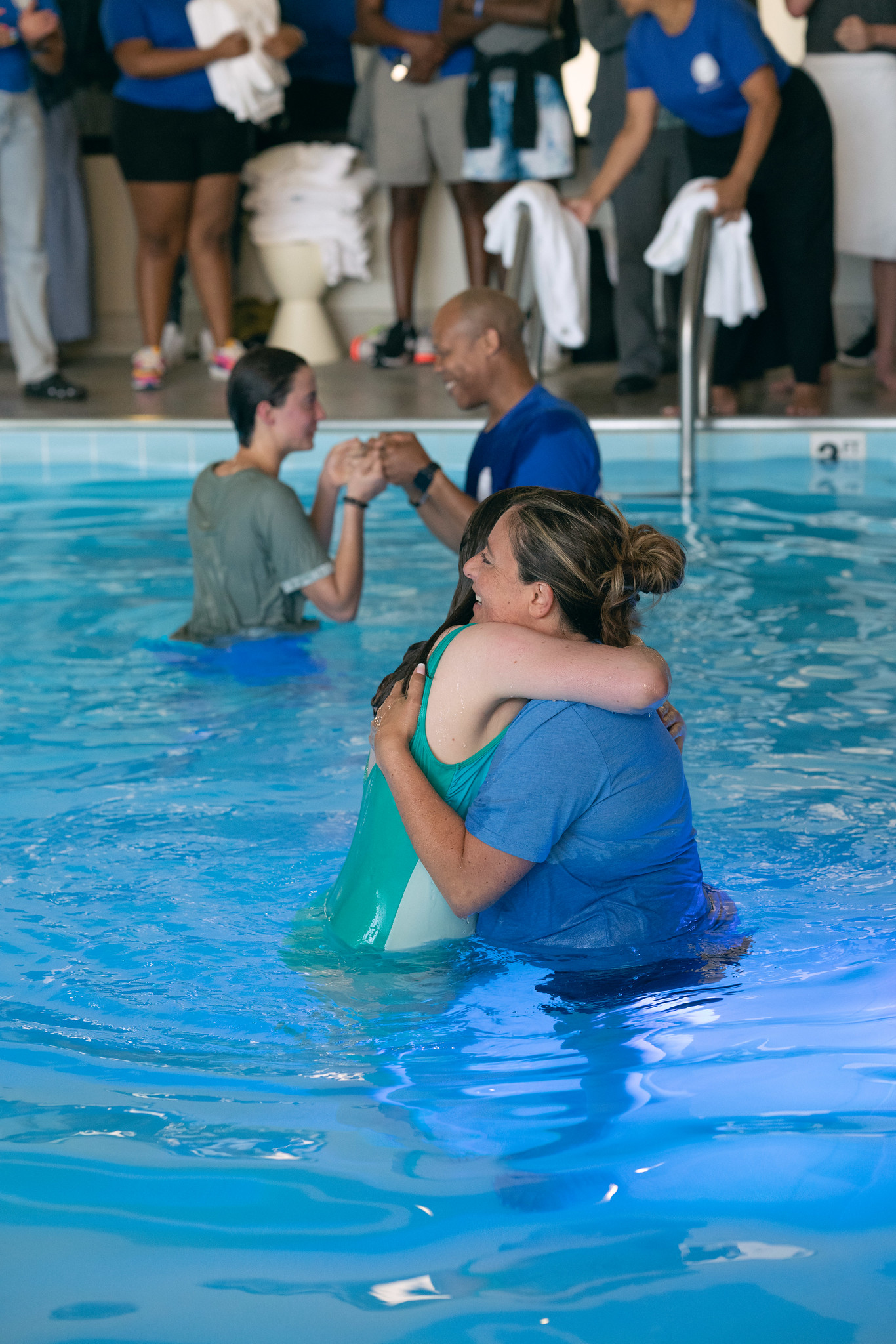 PK Journey baptism hug with Alex Harter