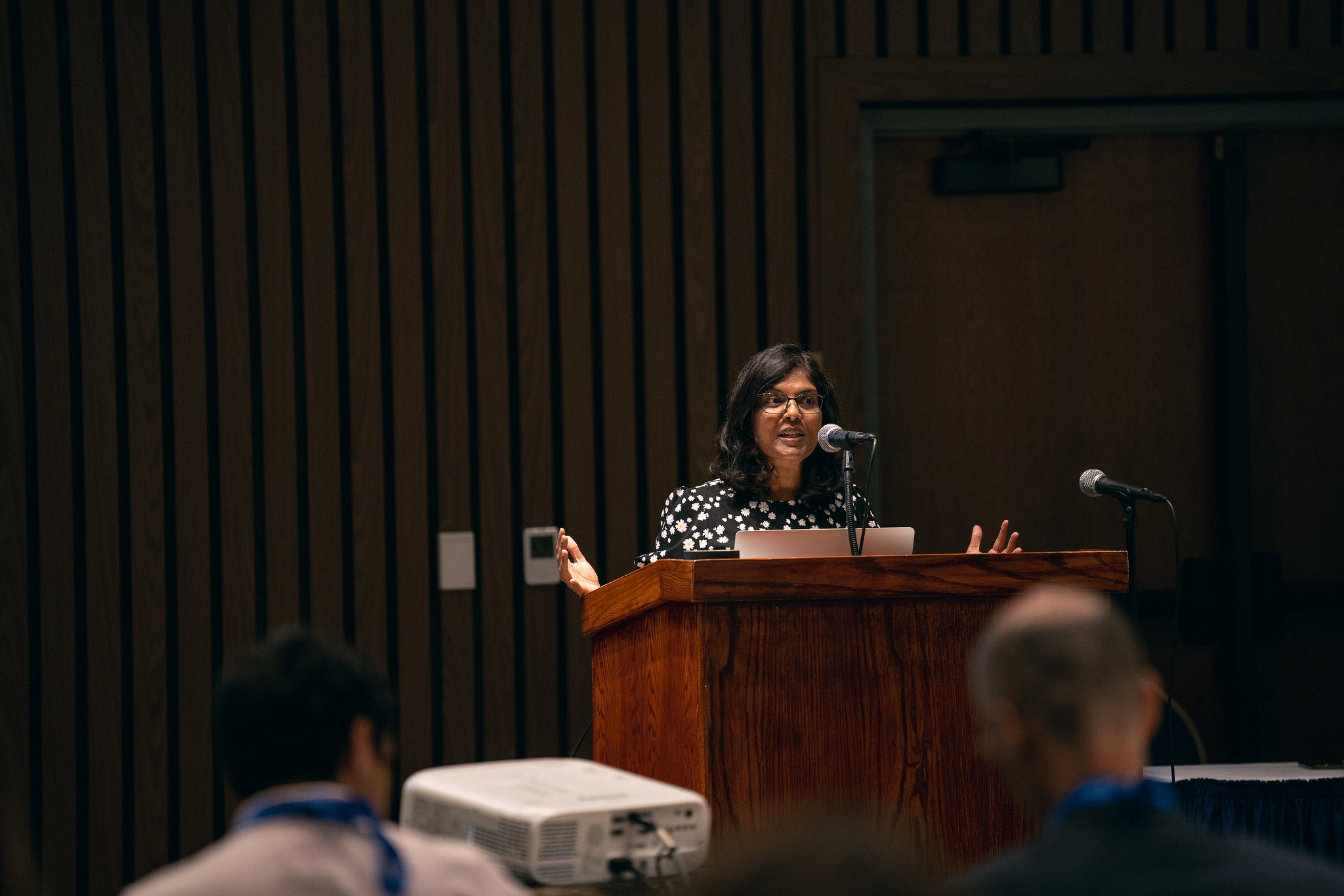 At the pastors’ seminar entitled “The Fire That Does Not Consume: Strategies to Build Resilience,” Angeline Brauer, North American Division Health Ministries director, explains where mental health resources can be found online before Ricardo J. Whyte shares tips on stopping burnout.