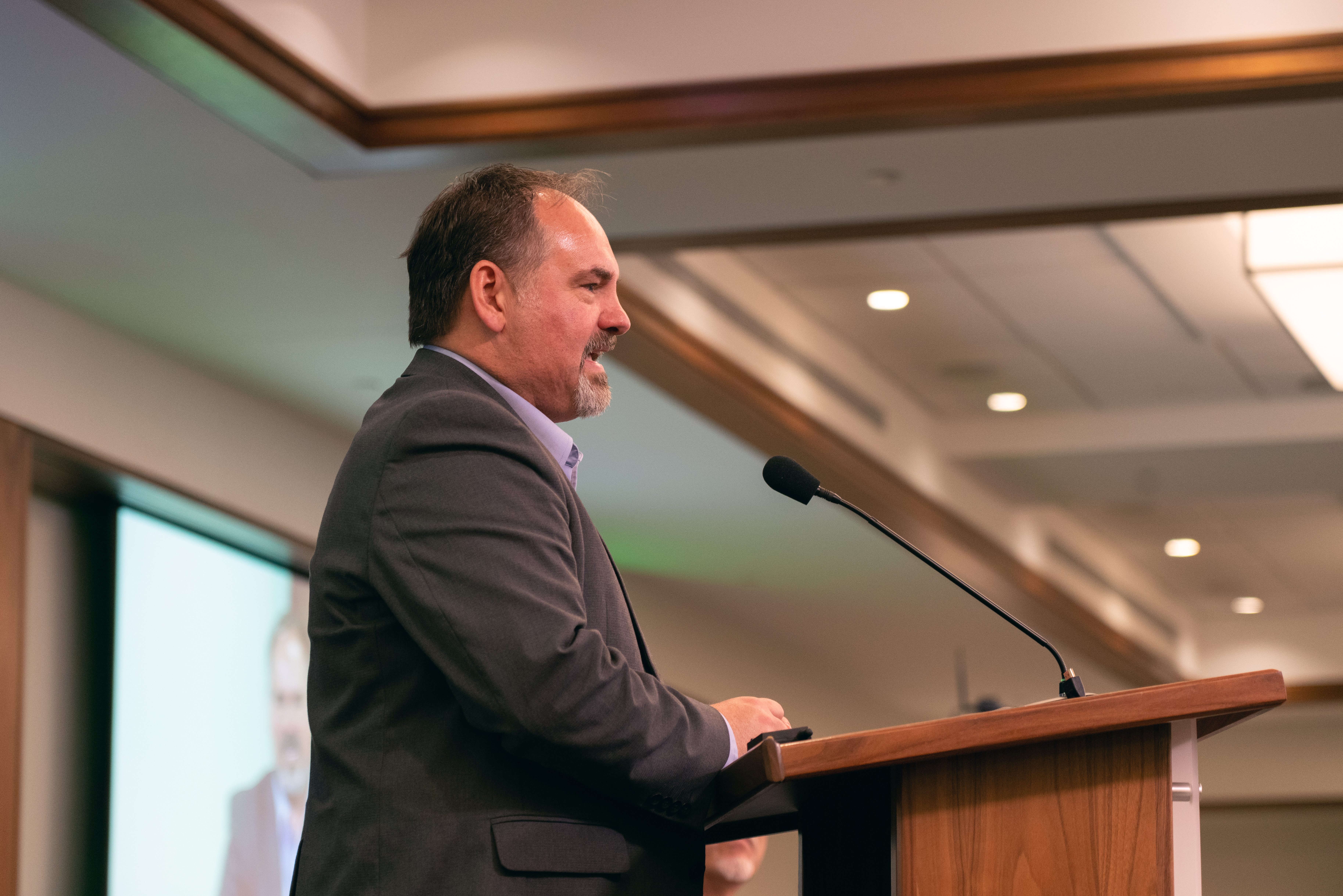 Tim Madding speaks to delegates at the North American Division's Year-End Meeting (NADYEM) shortly after being voted in as director for the North American Division Evangelism Institute (NADEI). 