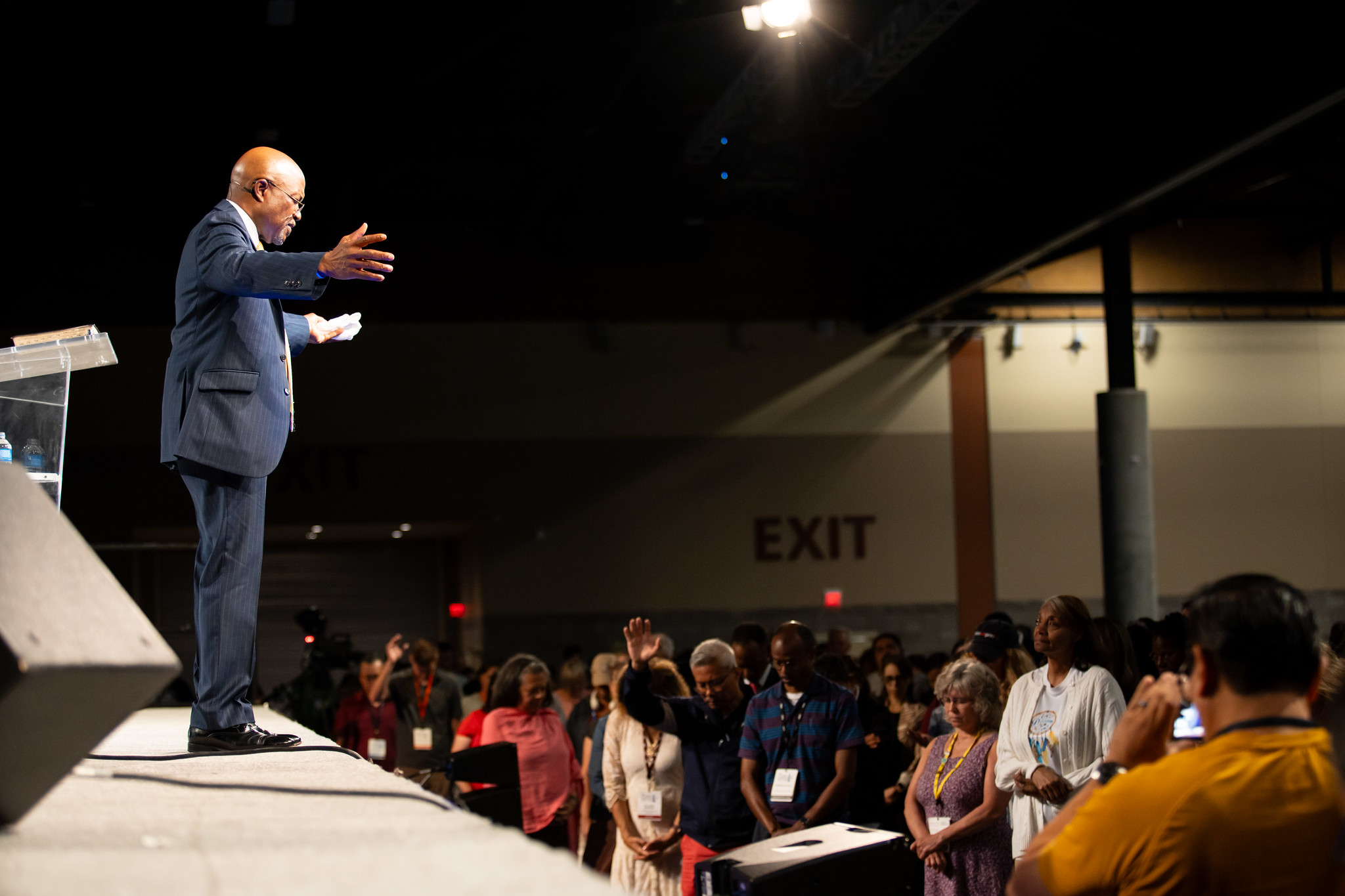 G. Alexander Bryant addresses the close to 6,000 attendees on the final day of the 2023 "Something Better" North American Division Educators' Convention