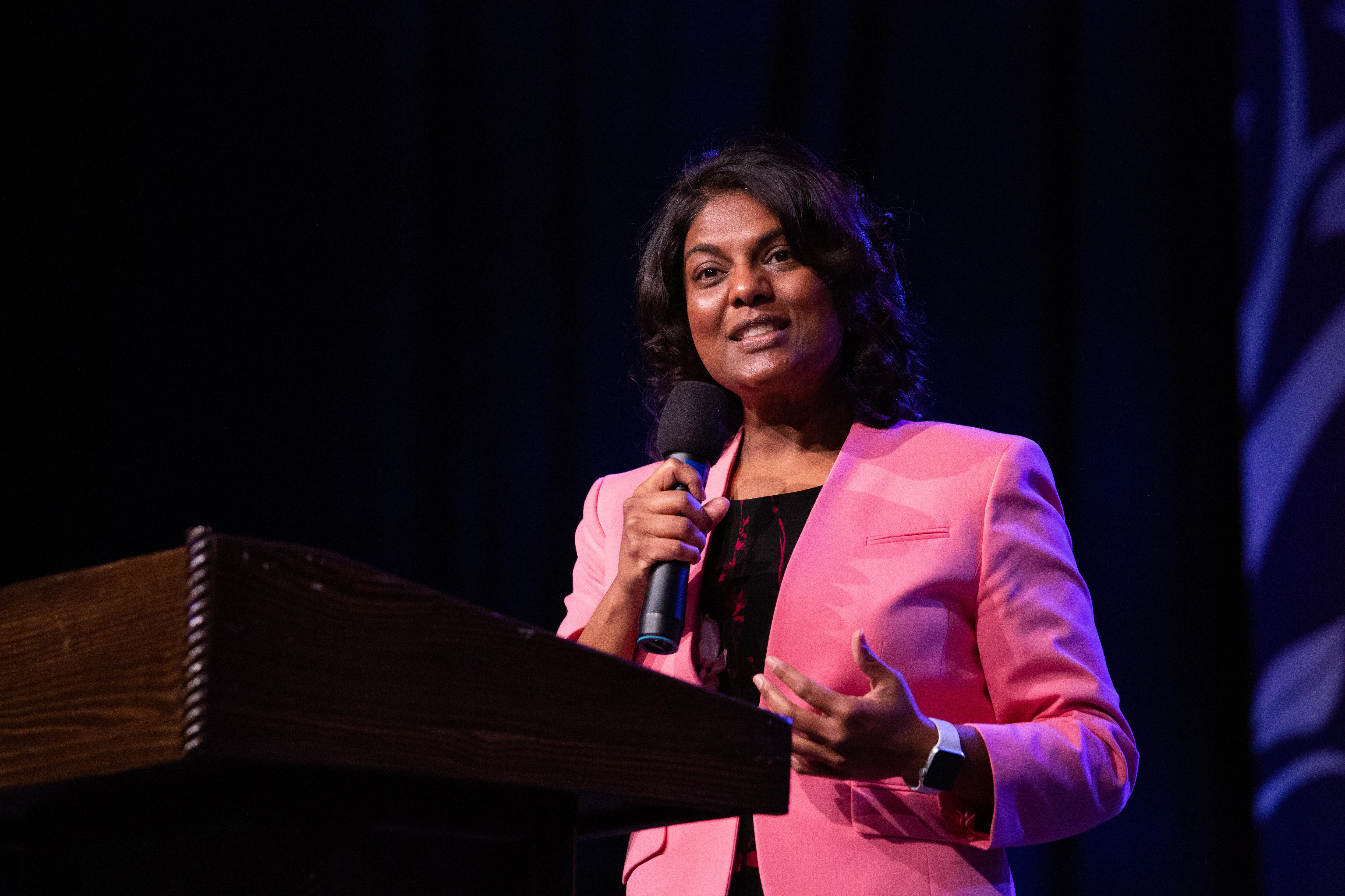 Dr. Angeline David, director of NAD Health Ministries, delivers comments during the summit.