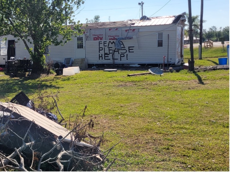 After Hurricane Ida tore through the area, signs such as this blanketed Golden Meadow, Louisiana, where the United Houma Nation resides. Photo provided by ACS