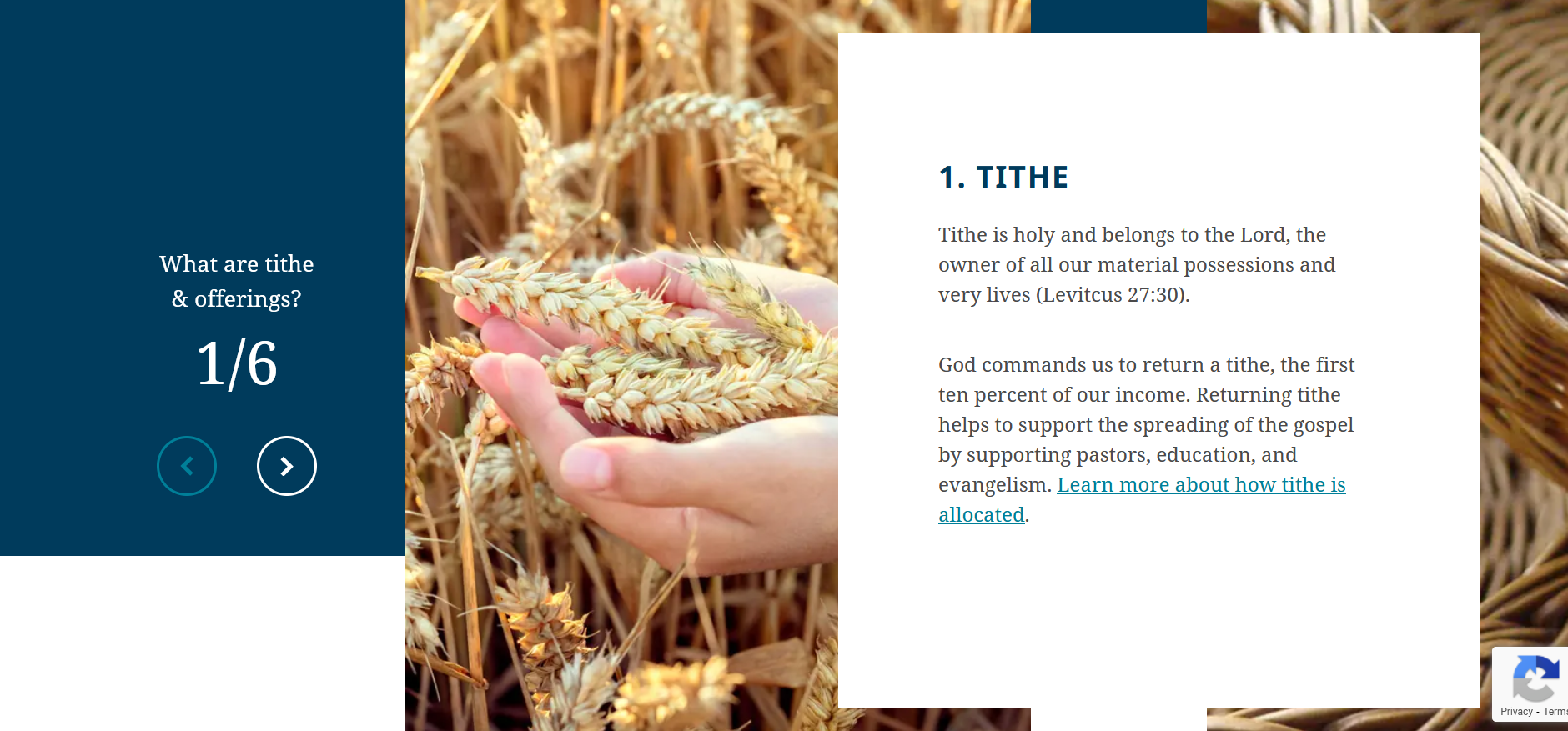 Screenshot of information about tithe and offerings on the new AdventistGiving