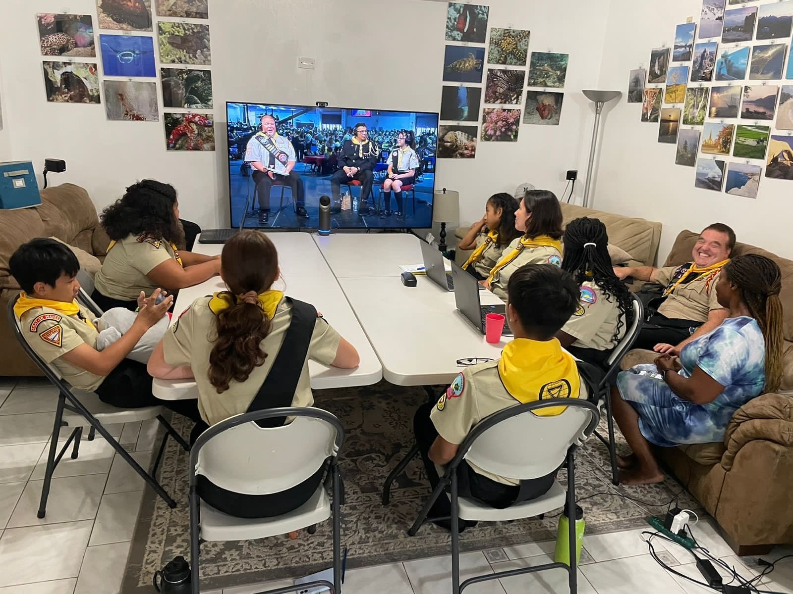 The Agat-Santa Rita Waves Pathfinder Club PBE team participates online during the 2023 North American Division finals on April 22.