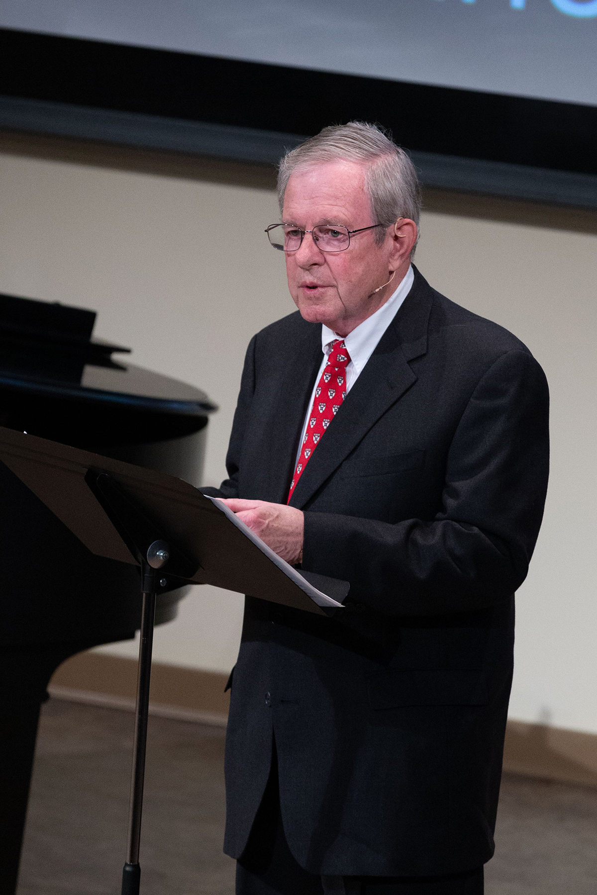 Charles Stoddard, a banker, philanthropist and founder of Grand Angels, spoke on the topic of service at the Celebration of Community Engagement, photo credit Julia Viniczay, University Communication student photographer