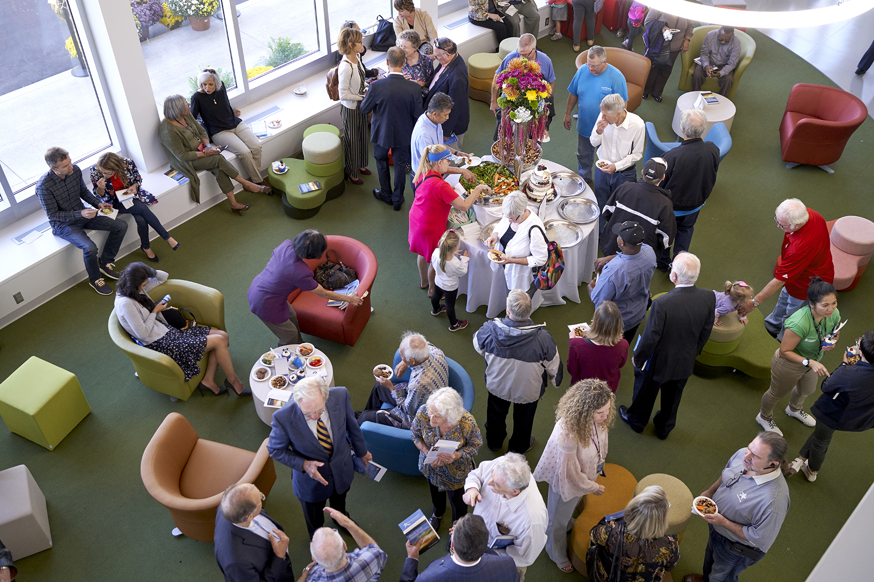  Attendees enjoyed refreshments in the lobby of the Andreasen Center for Wellness, photo credit David Sherwin