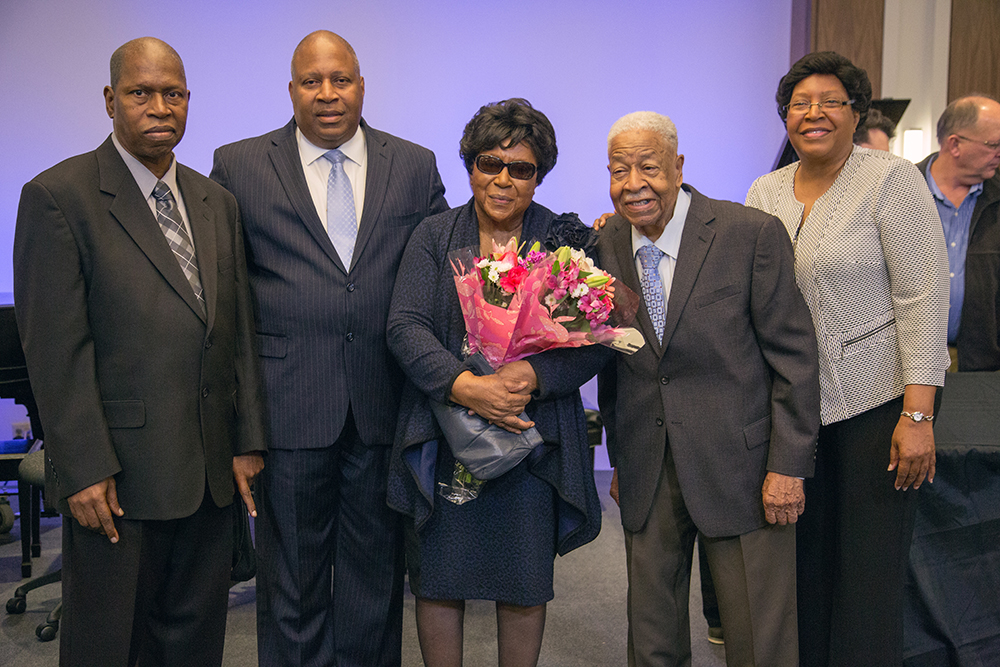 Charles and Ethel Bradford pose for a photo with their family