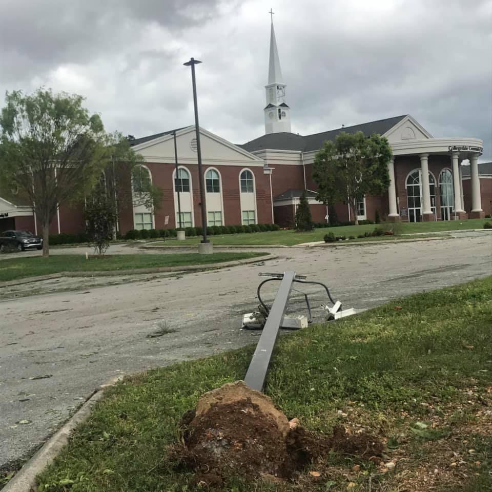 The Collegedale Community Church sustained damage inside its building and throughout its property