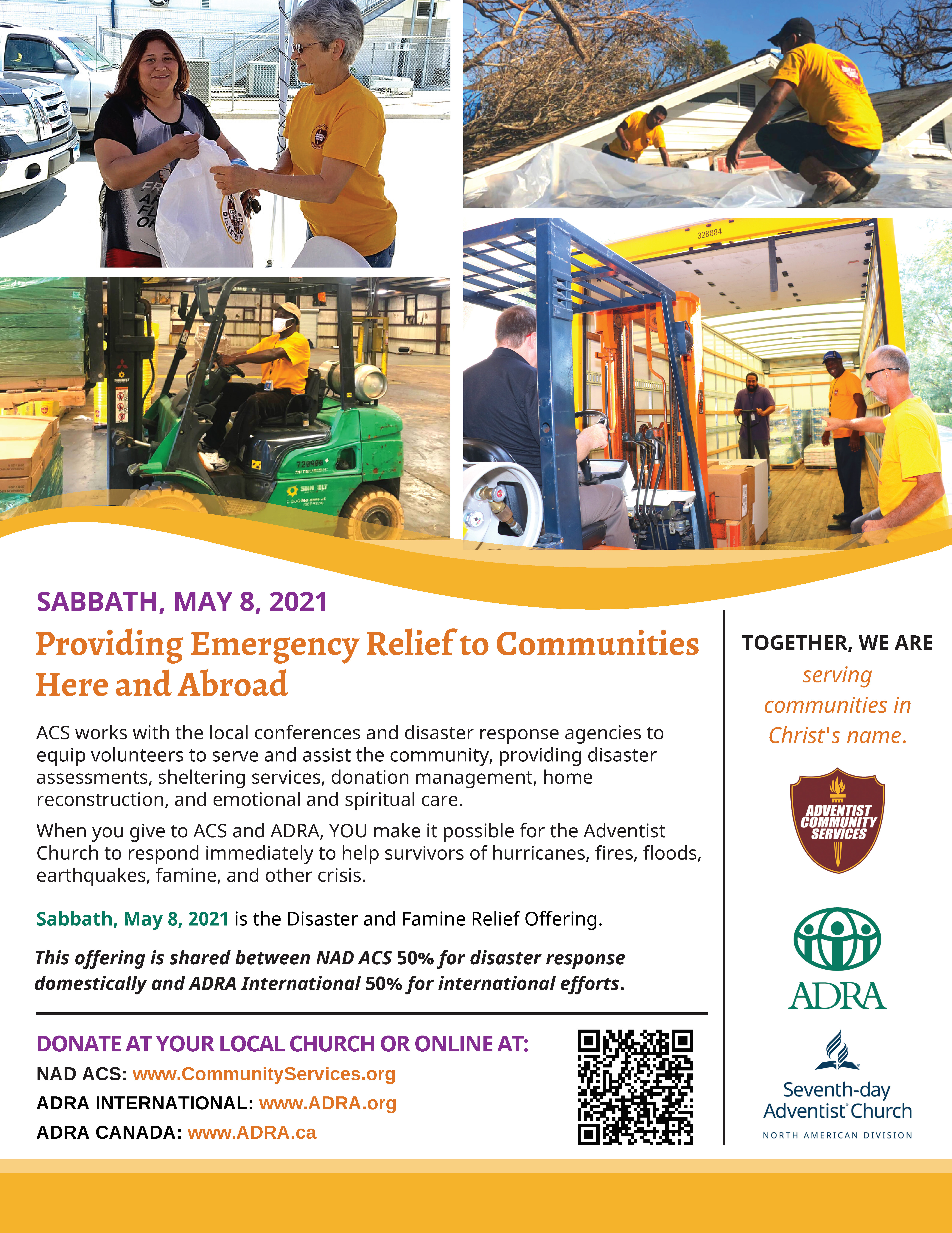 Disaster relief offering flyer