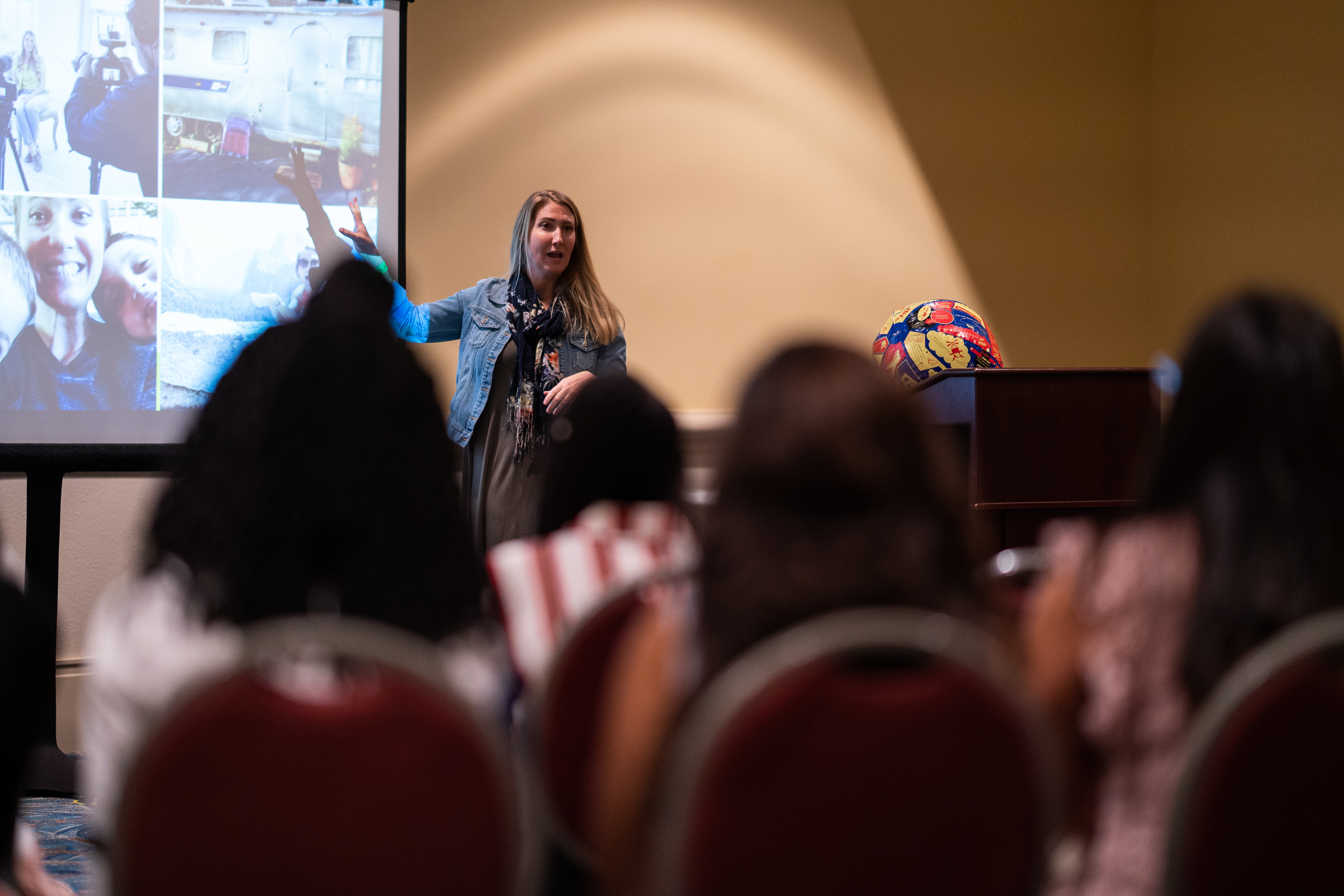 Amie Regester, a digital media evangelist, engages with the participants of the "Whole and Holy" Teen program. 