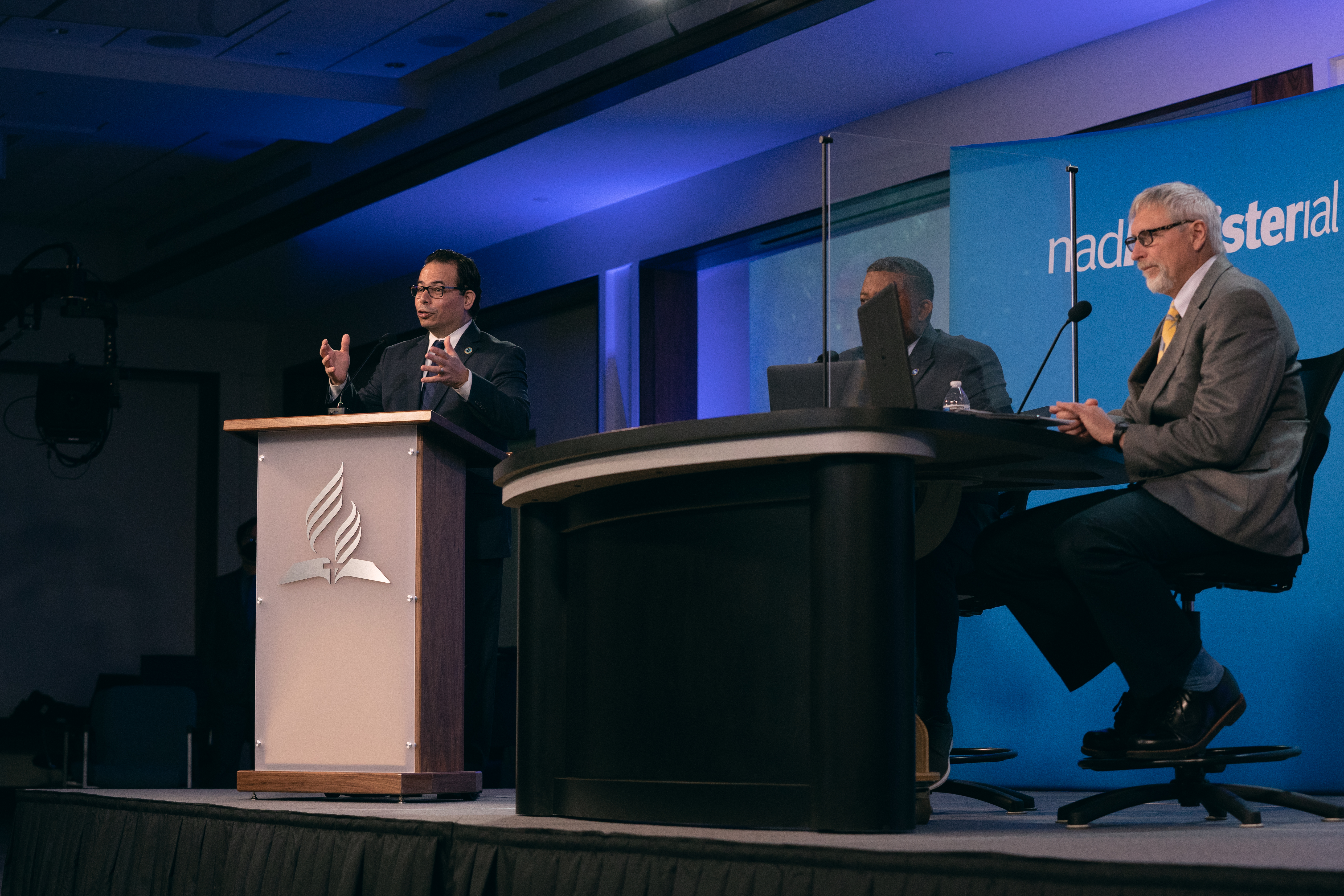 Jose Cortes, Jr., associate director of the NAD Ministerial Association for evangelism, addresses attendees of the 2021 eHuddle on March 8, 2021. Photo: Pieter Damsteegt/NAD Communication