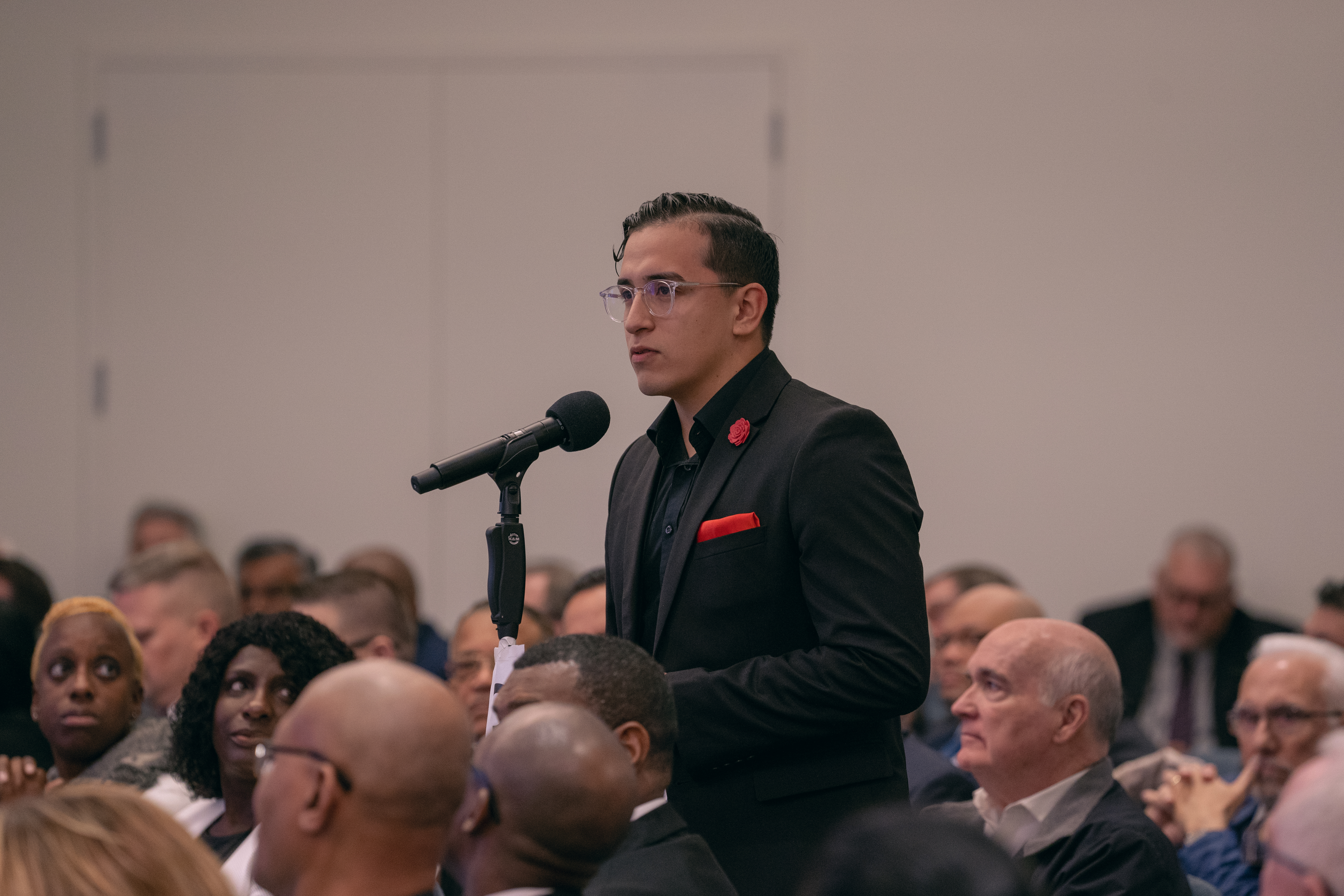 After hearing the Adventist Media Ministries report, Mark Galvez, a student delegate from Southern Adventist University, advocates for sponsorships of young adult-produced podcasts.
