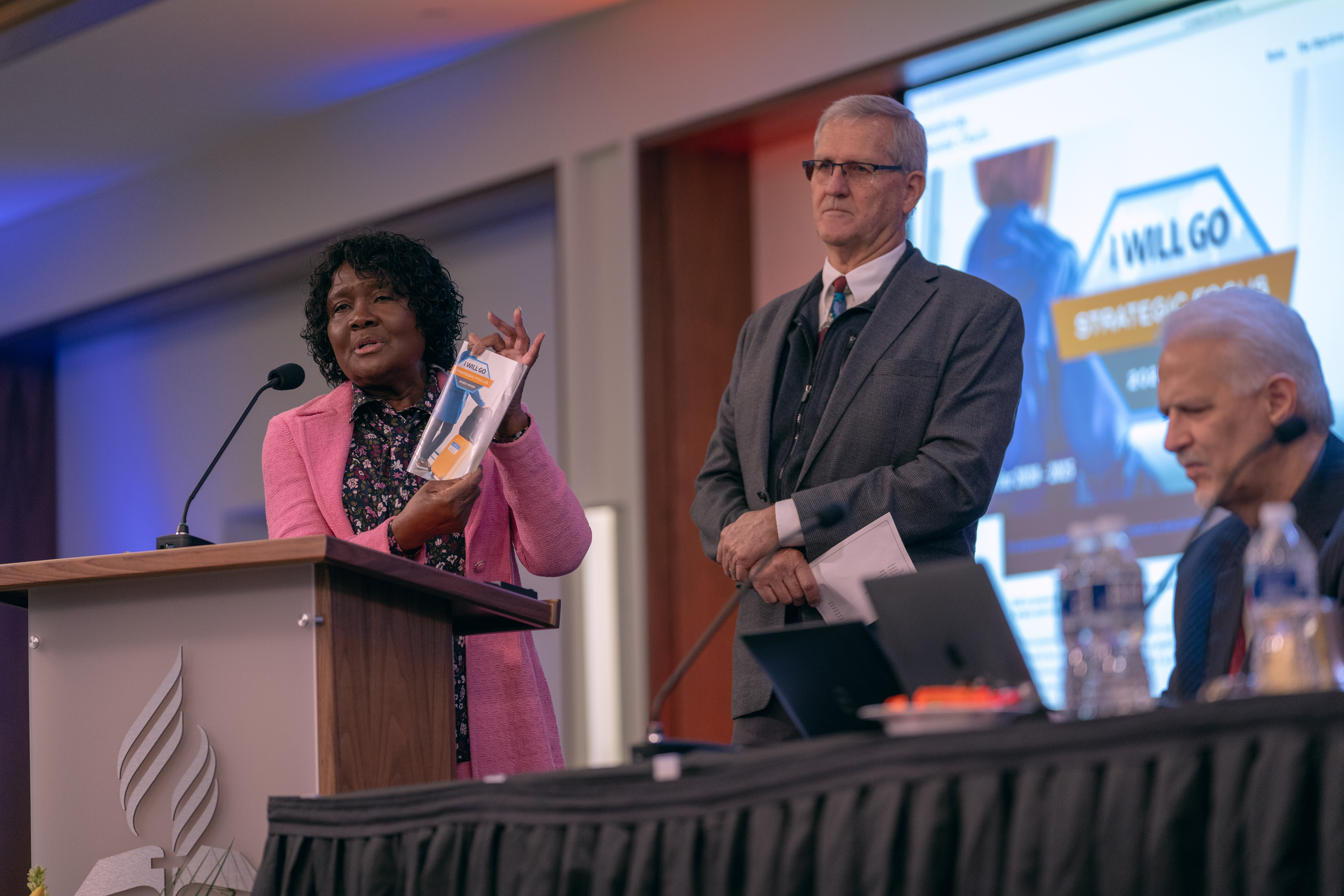 Ella Simmons, GC general vice president, and John Thomas, GC associate secretary, present the General Conference’s strategic plan, “I Will Go” for the Church’s next quinquennium – 2020 through 2025. 