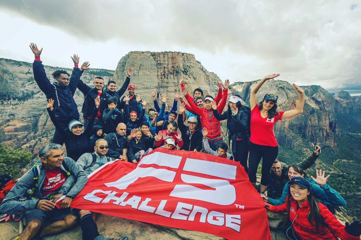 Members of the F5 Challenge group after a hike to Angels Landing in Zion National Park.  Photo from the F5 Challenge Facebook page.
