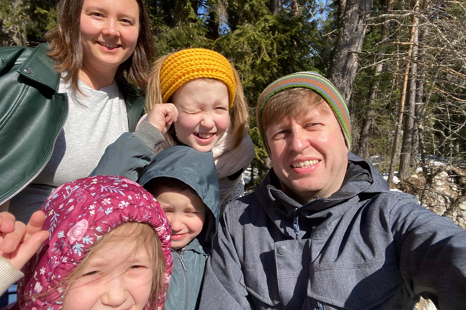 Natalie Gulko (left), Andrey Gulko (right), and their three children (center). Photo: Pacific Union College