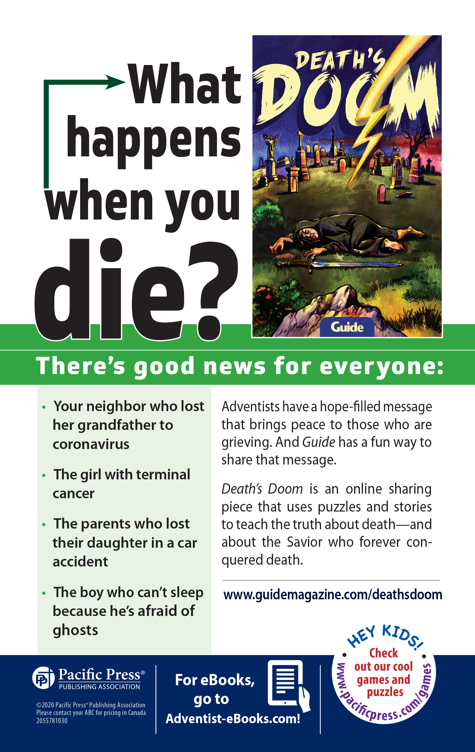 Flyer promoting Guide's book entitled "Death's Doom"