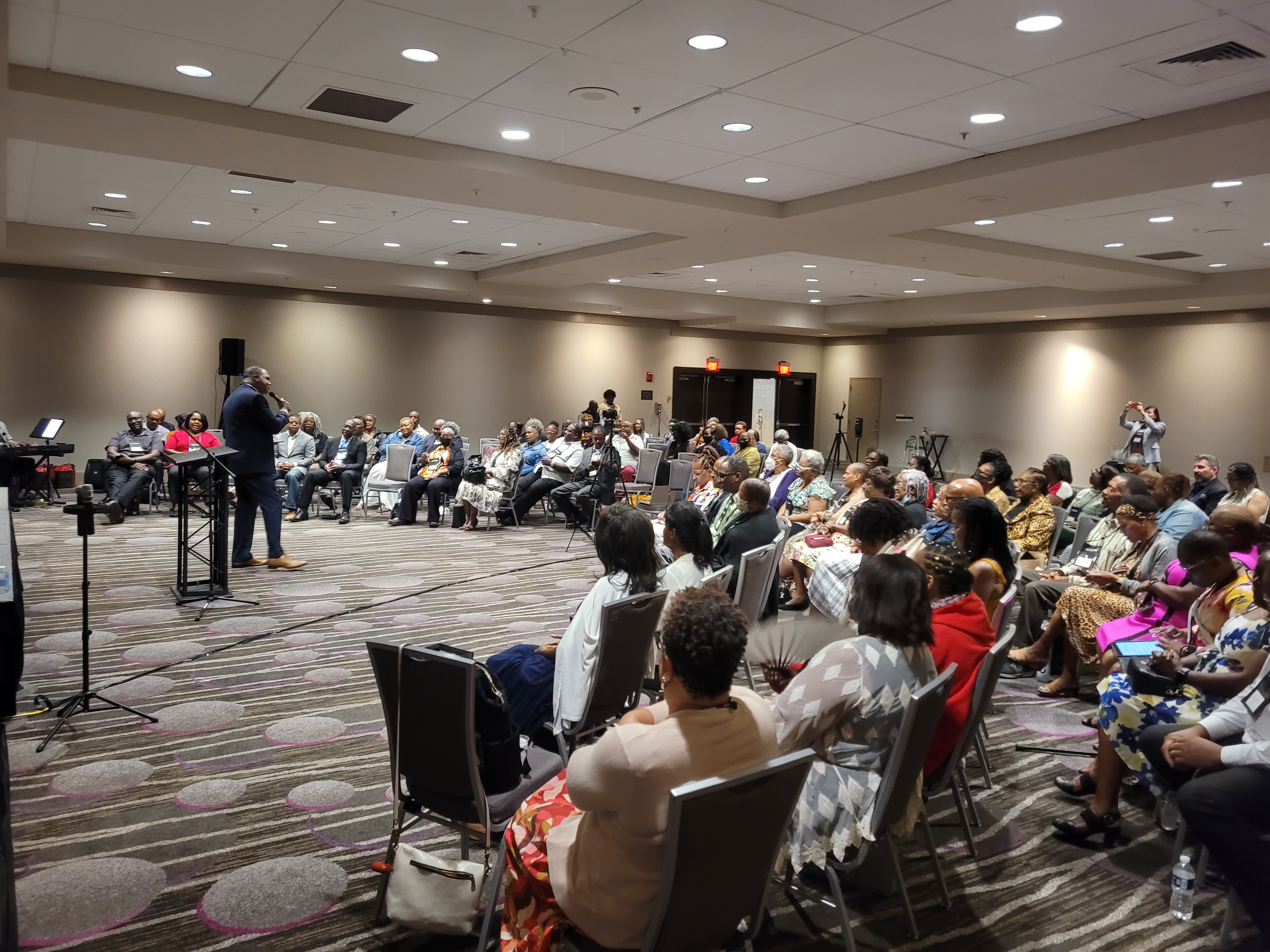 Attendees listen attentively to a speaker at the inaugural Hit the Mark Summit, held at the Renaissance Hotel in Atlanta, Georgia, Sept. 16-18, 2022. 