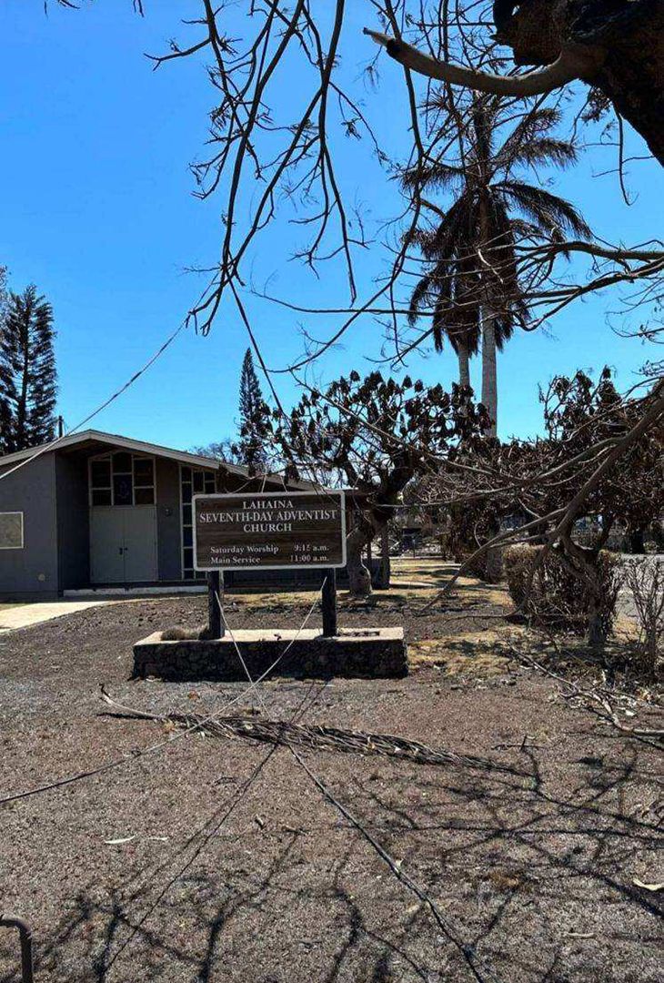 Lahaina Seventh-day Adventist Church after the wildfires
