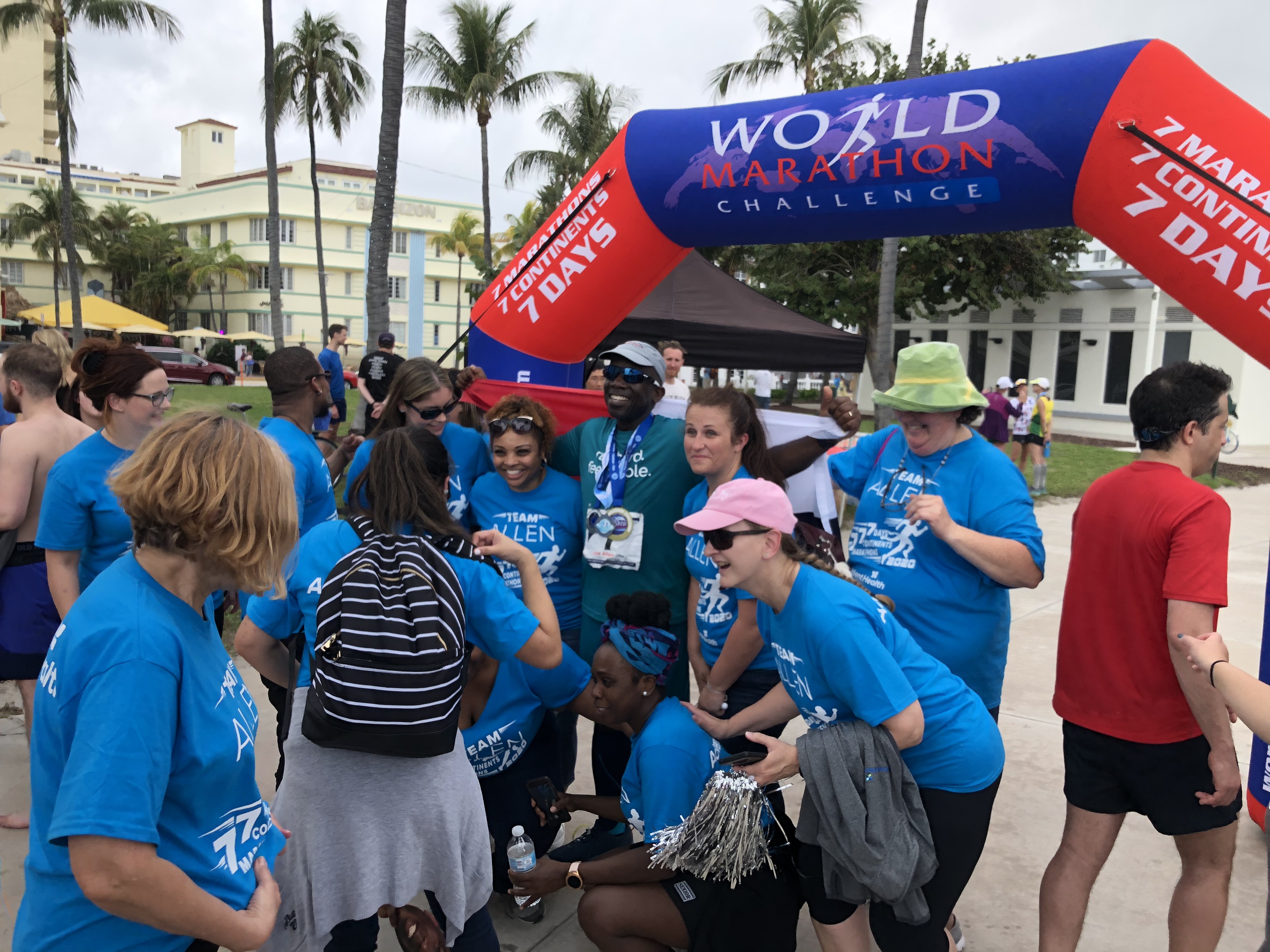 Luis Allen and supporters after race