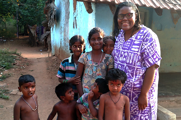 Mary Johnson, a PUC alum, on one of her many mission trips