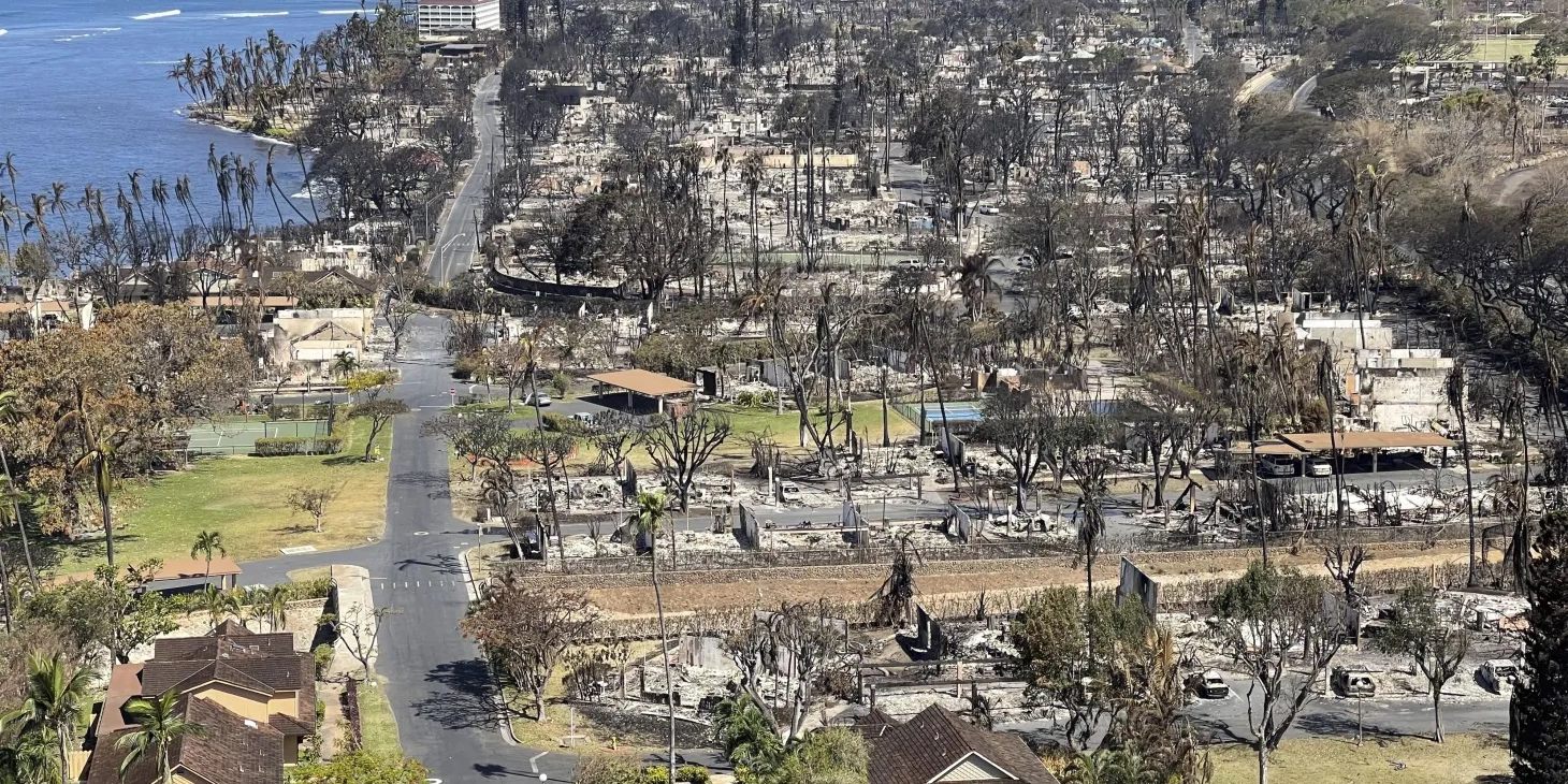 Aerial photo of Maui after wildfires