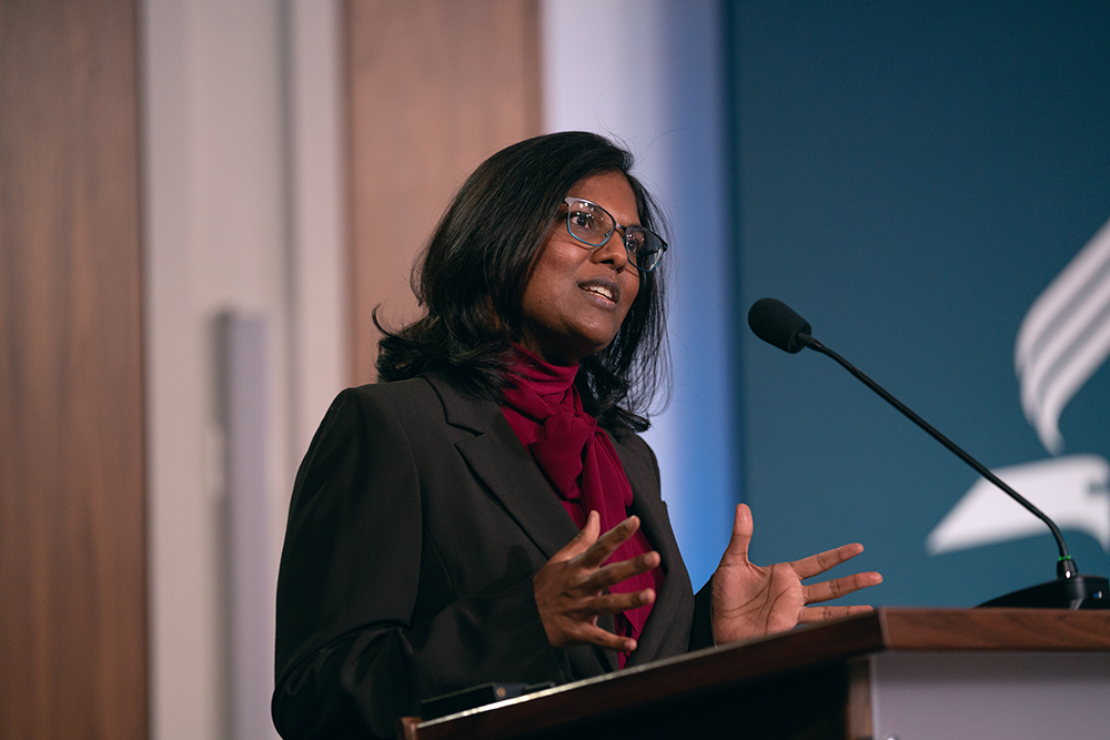 NAD Health Ministries director Angeline Brauer shares a report on mental health on Nov. 1, 2021. Photo by Pieter Damsteegt