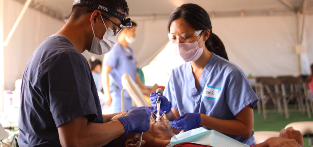A community member receives dental care during the free clinic at the Page All Nations Seventh-day Adventist Church, which took place September 23-25.