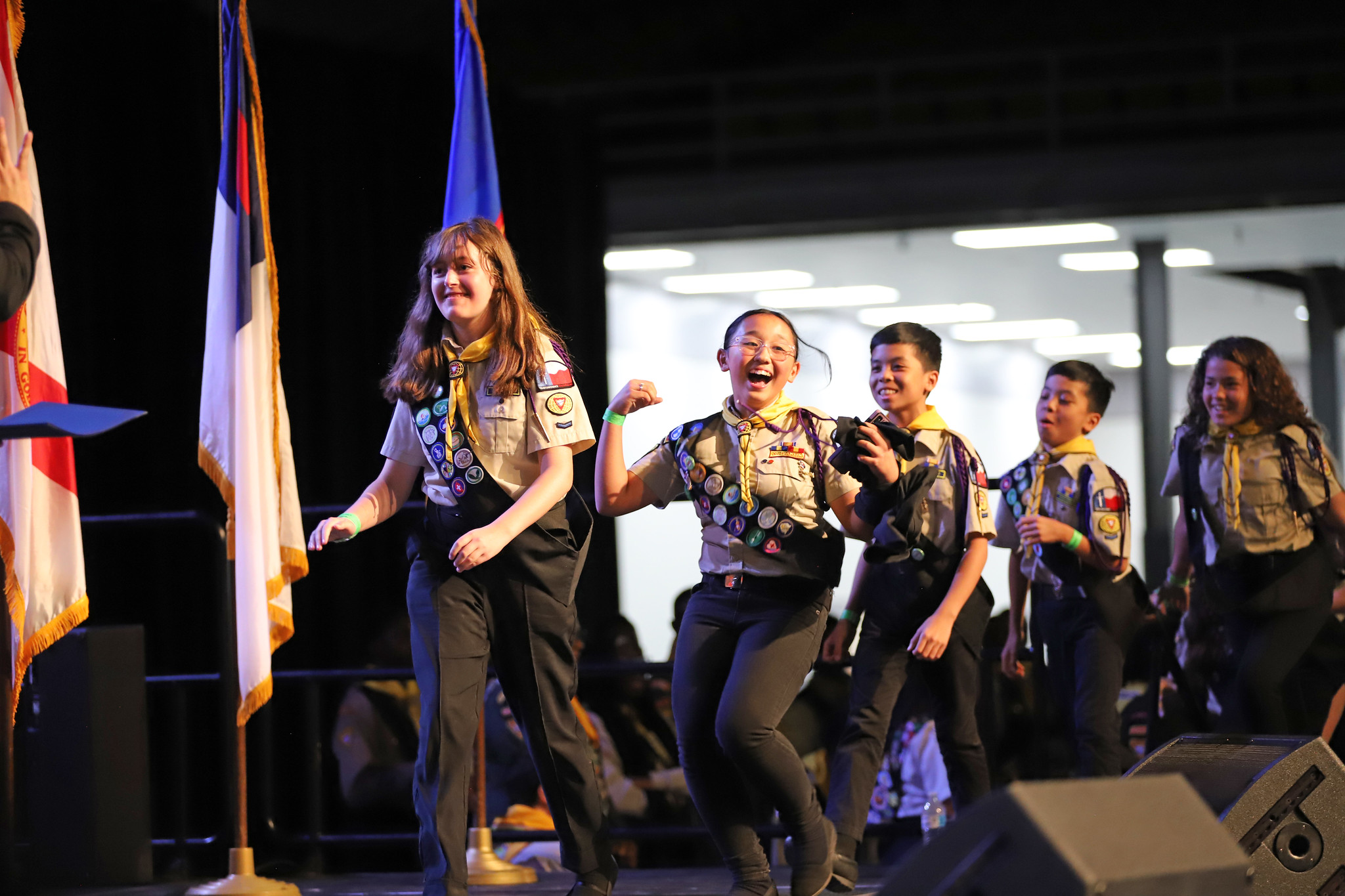 Teams hit the stage to receive their award certificates at the 2023 PBE finals event. Photo by Kate Wolfer