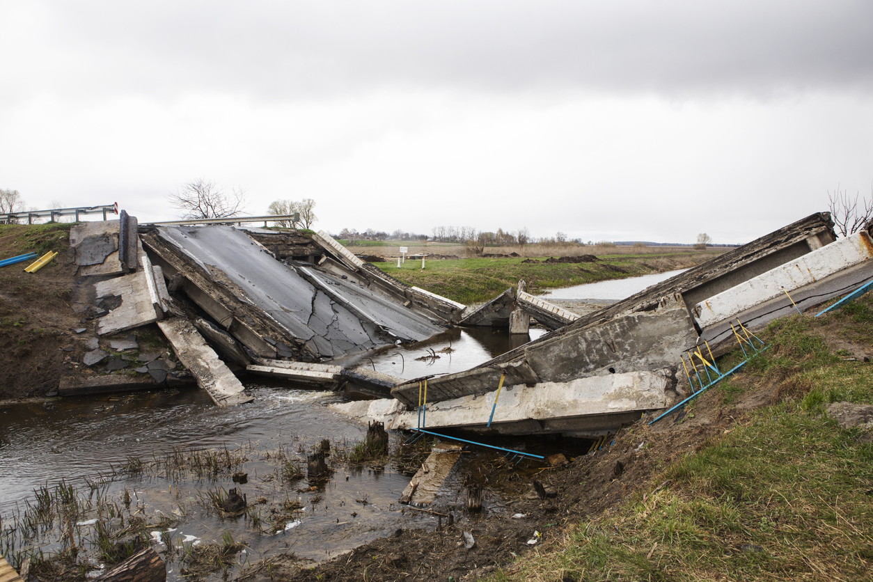 PUC Ukraine story stock photo of bridge out