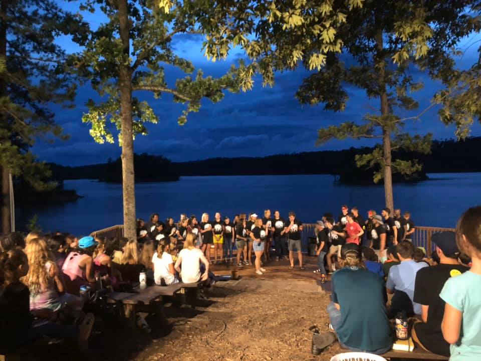 Yorktown Bay campers at an evening program by the lake.  Photo: Camp Yorktown Bay Facebook Page