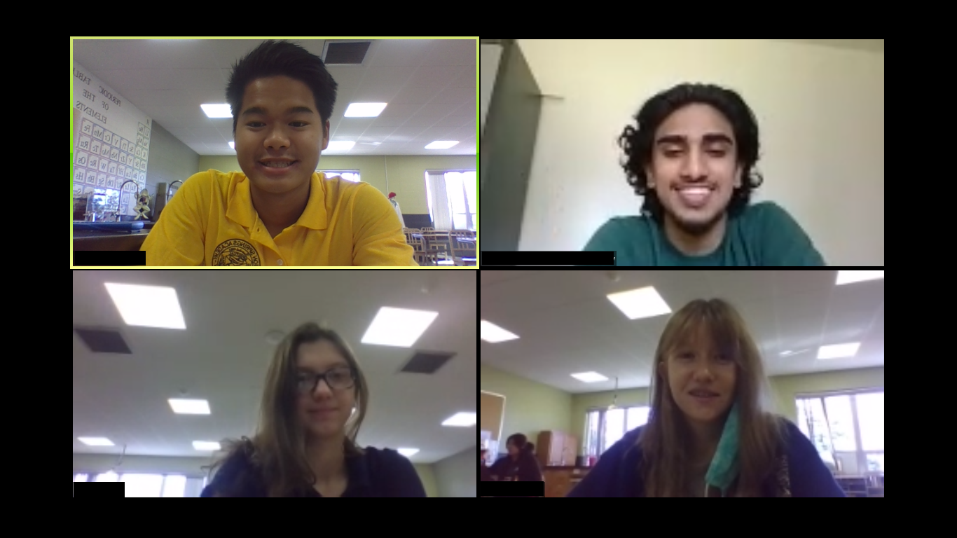 Four students videoconferencing for SciFest