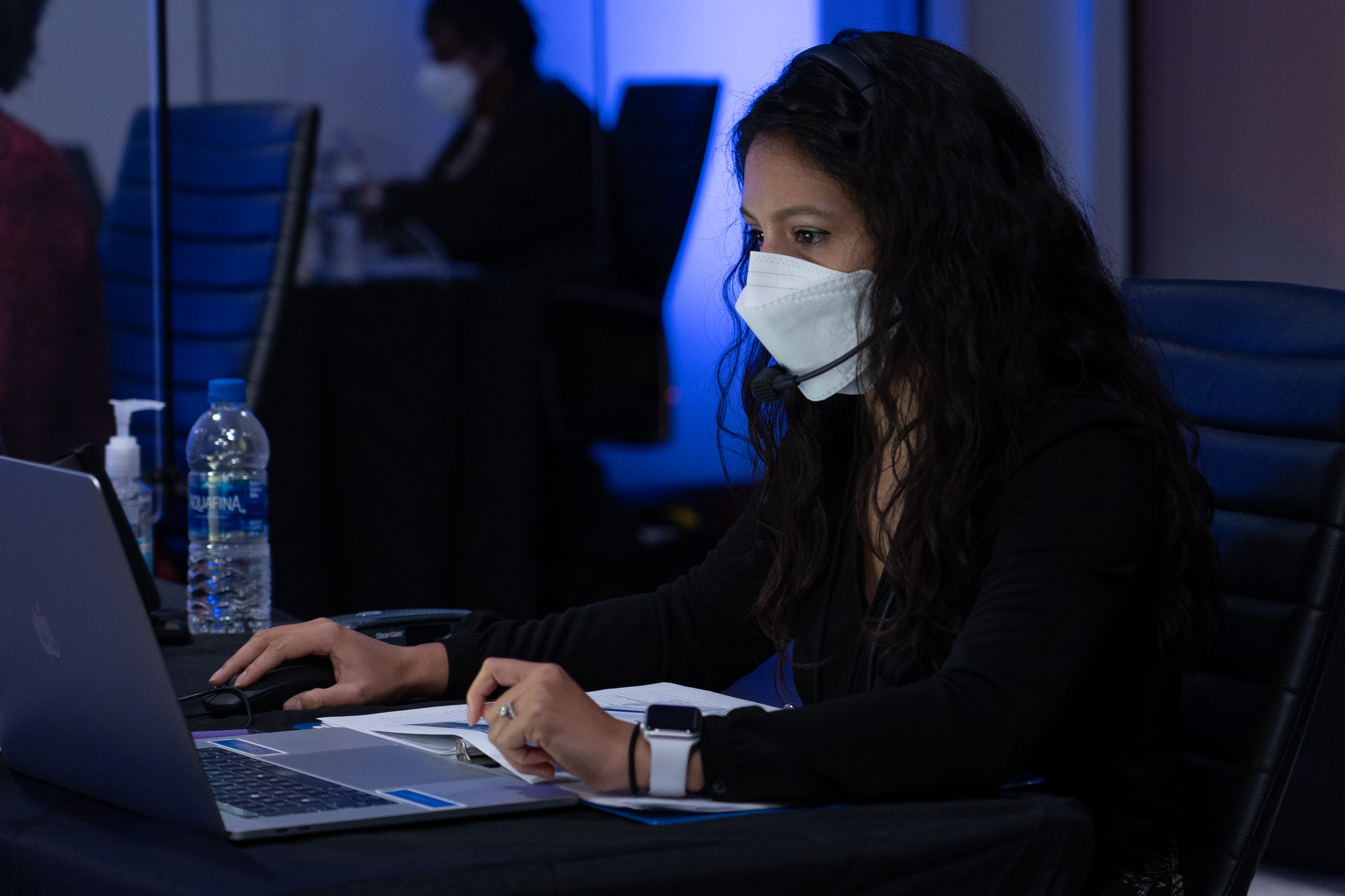 Natalie Kavistan, administrative assistant for secretariat, works as a member of the production team of the NAD Year-end Meetings. Photo: Pieter Damsteegt. 