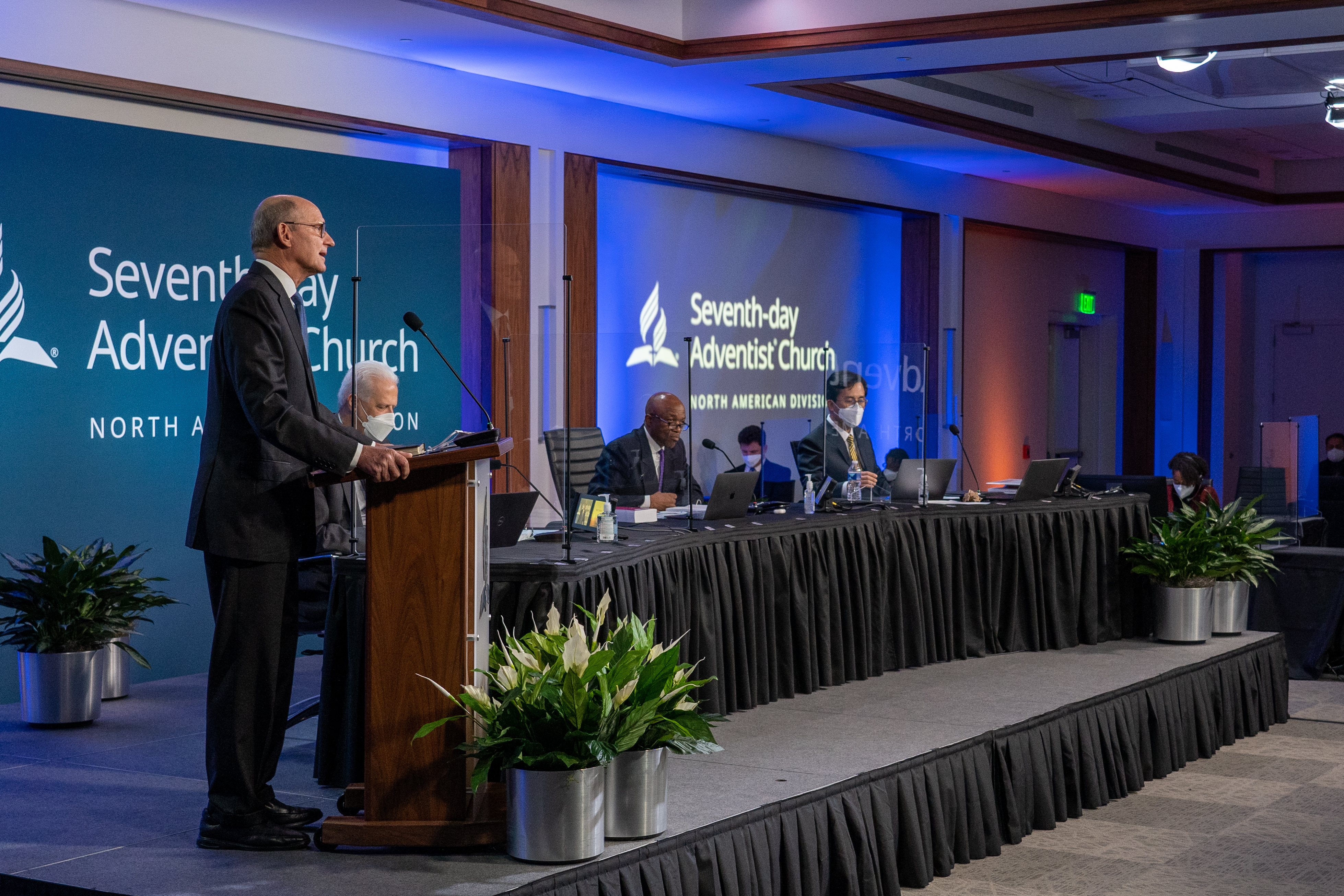 Ted N.C. Wilson, president of the General Conference of Seventh-day Adventists addresses the North American Division Executive Committee. Photo: Pieter Damsteegt